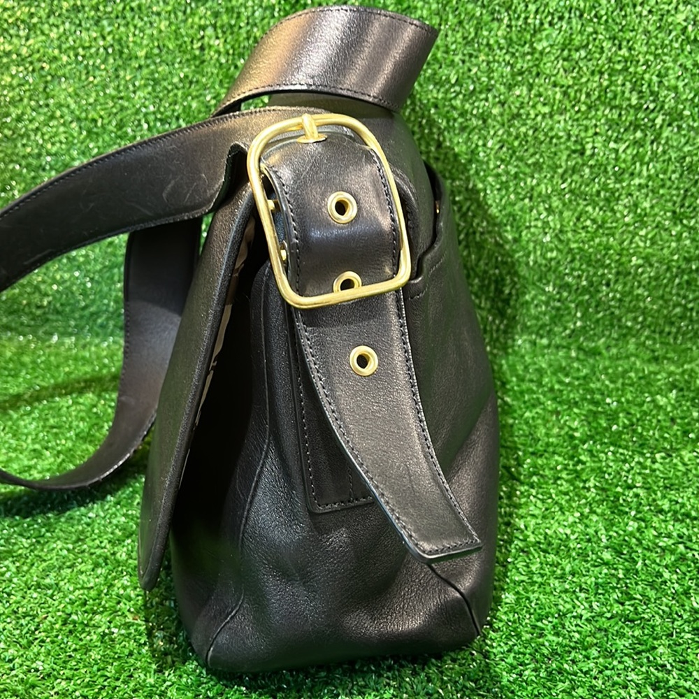 COACH VINTAGE BLACK LEATHER FLAP CROSSBODY SHOULDER BAG - Picture 2 of 10